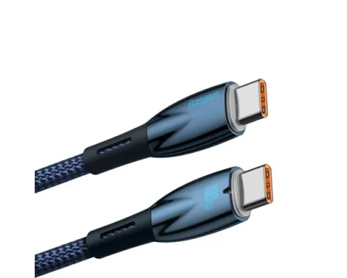 PD кабель Baseus Glimmer Series Fast Charging Data Cable Type-C to Type-C 100W 1m Blue CADH000703 mag-6932172618032151210