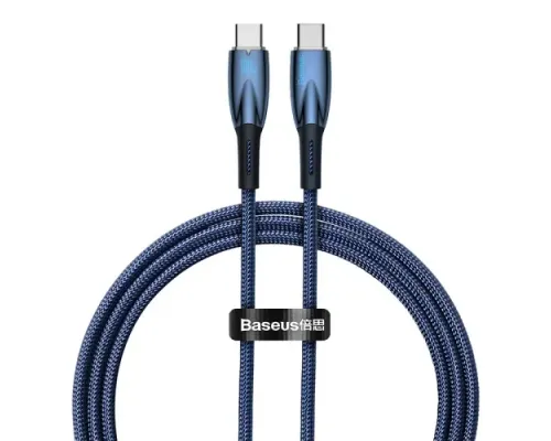 PD кабель Baseus Glimmer Series Fast Charging Data Cable Type-C to Type-C 100W 1m Blue CADH000703 mag-6932172618032151210