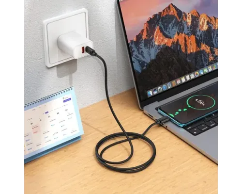 PD Кабель HOCO X122 Benefit 60W silicone charging data cable C to C 1m Black mag-6942007662246154187