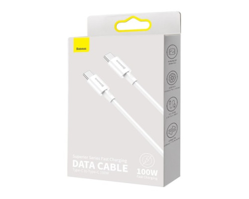 PD кабель Baseus Superior Series Fast Charging Data Cable Type-C to Type-C 100W 1m White CATYS-B02 mag-695315620845261258