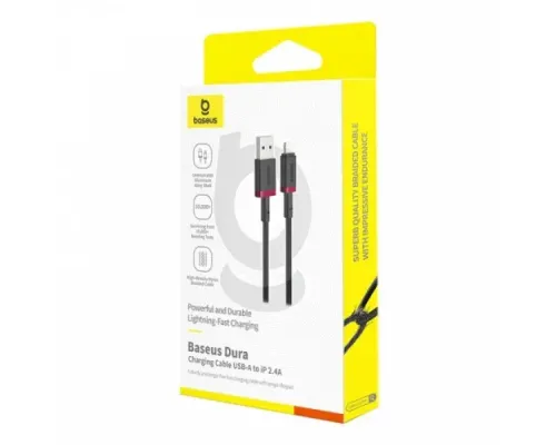 USB кабель Baseus Dura Series USB to Lightning 2.4A 2m Black-red P10377801U01-03 mag-6932172669881152083