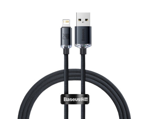 USB кабель Baseus Crystal Shine Series Fast Charging Data Cable USB to iP 2.4A 1.2m Black CAJY000001 mag-6932172602680135419