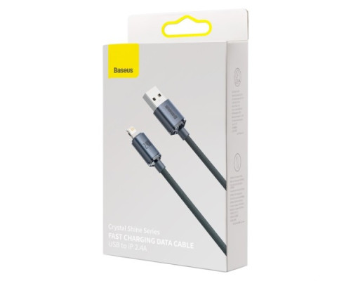 USB кабель Baseus Crystal Shine Series Fast Charging Data Cable USB to iP 2.4A 1.2m Black CAJY000001 mag-6932172602680135419