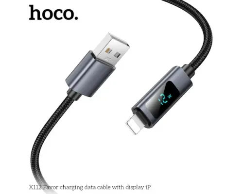 Кабель HOCO X112 Favor charging data cable with display iP 2,4A/1m Black mag-6942007645553144061