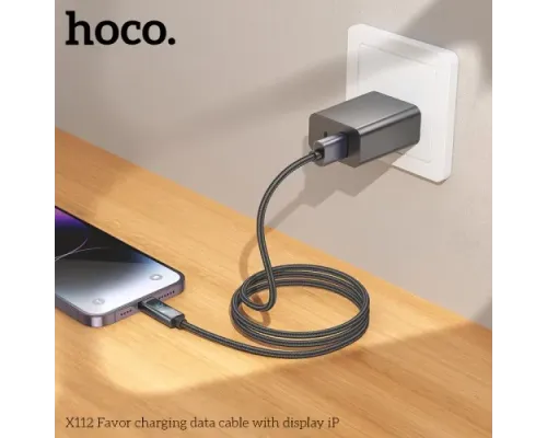 Кабель HOCO X112 Favor charging data cable with display iP 2,4A/1m Black mag-6942007645553144061