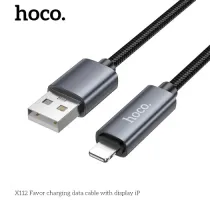 Кабель HOCO X112 Favor charging data cable with display iP 2,4A/1m Black mag-6942007645553144061