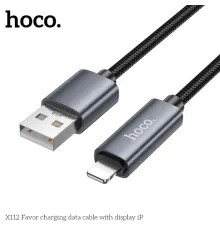 Кабель HOCO X112 Favor charging data cable with display iP 2,4A/1m Black mag-6942007645553144061