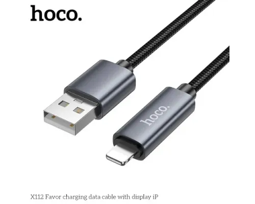 Кабель HOCO X112 Favor charging data cable with display iP 2,4A/1m Black mag-6942007645553144061