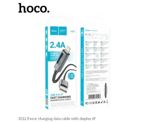 Кабель HOCO X112 Favor charging data cable with display iP 2,4A/1m Black mag-6942007645553144061