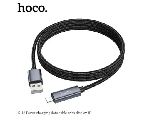 Кабель HOCO X112 Favor charging data cable with display iP 2,4A/1m Black mag-6942007645553144061
