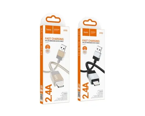 Кабель HOCO X110 Honorific charging data cable iP 2.4A/1m. Black mag-6942007646765138677