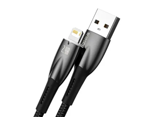 USB кабель Baseus Glimmer Series Fast Charging Data Cable USB to iP 2.4A 1m Black CADH000201 mag-6932172617905145681