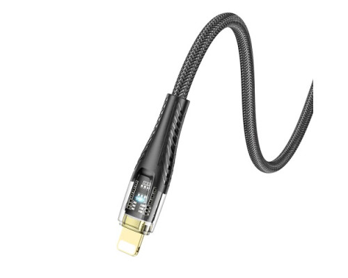 Кабель HOCO U121 Gold standard Transparent Discovery Edition charging data cable iP 1m. Black mag-6942007606967139411