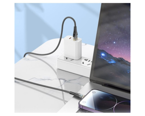 Кабель HOCO U121 Gold standard Transparent Discovery Edition charging data cable iP 1m. Black mag-6942007606967139411