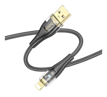 Кабель HOCO U121 Gold standard Transparent Discovery Edition charging data cable iP 1m. Black mag-6942007606967139411