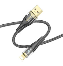 Кабель HOCO U121 Gold standard Transparent Discovery Edition charging data cable iP 1m. Black mag-6942007606967139411