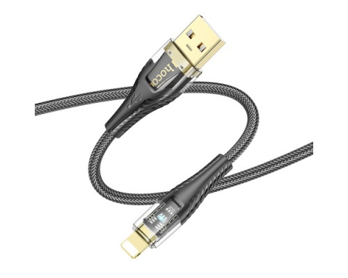 Кабель HOCO U121 Gold standard Transparent Discovery Edition charging data cable iP 1m. Black mag-6942007606967139411