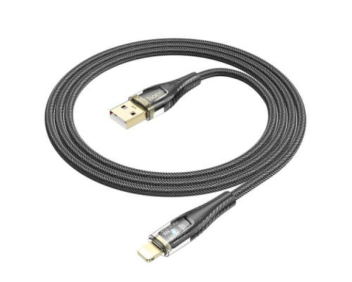 Кабель HOCO U121 Gold standard Transparent Discovery Edition charging data cable iP 1m. Black mag-6942007606967139411
