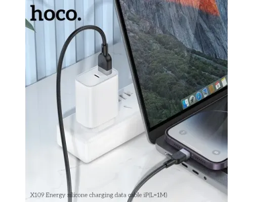 Кабель HOCO X109 Energy silicone charging data cable iP 2A/1m. Black mag-6942007636209144041