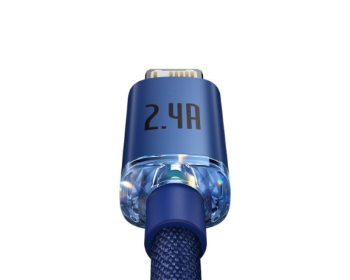 USB кабель Baseus Crystal Shine Series Fast Charging Data Cable USB to iP 2.4A 2m Blue CAJY000103 mag-6932172602727135423