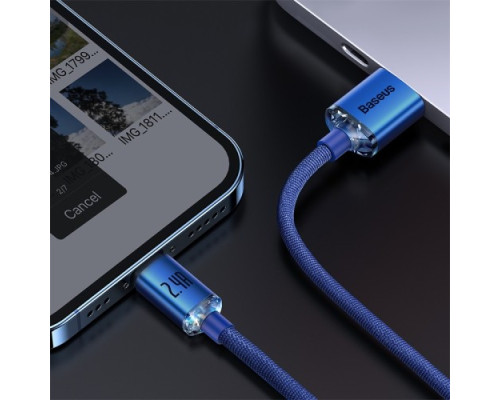 USB кабель Baseus Crystal Shine Series Fast Charging Data Cable USB to iP 2.4A 2m Blue CAJY000103 mag-6932172602727135423