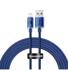 USB кабель Baseus Crystal Shine Series Fast Charging Data Cable USB to iP 2.4A 2m Blue CAJY000103 mag-6932172602727135423