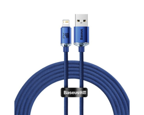USB кабель Baseus Crystal Shine Series Fast Charging Data Cable USB to iP 2.4A 2m Blue CAJY000103 mag-6932172602727135423