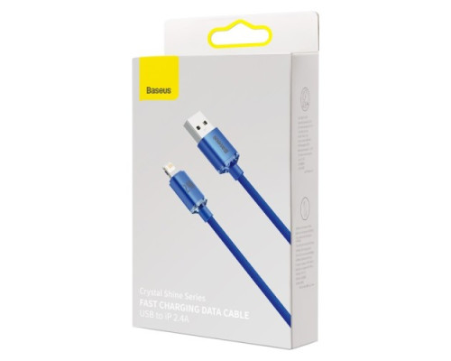 USB кабель Baseus Crystal Shine Series Fast Charging Data Cable USB to iP 2.4A 2m Blue CAJY000103 mag-6932172602727135423