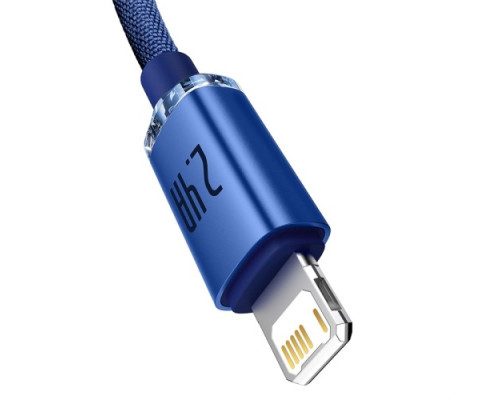 USB кабель Baseus Crystal Shine Series Fast Charging Data Cable USB to iP 2.4A 2m Blue CAJY000103 mag-6932172602727135423