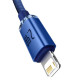 USB кабель Baseus Crystal Shine Series Fast Charging Data Cable USB to iP 2.4A 2m Blue CAJY000103 mag-6932172602727135423