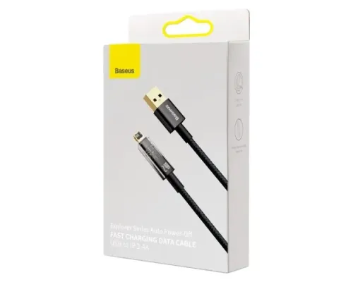 USB кабель Baseus Explorer Series Auto Power-Off USB to IP 2.4A 1m Black CATS000401 mag-6932172605759144952