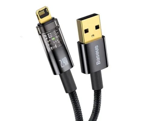 USB кабель Baseus Explorer Series Auto Power-Off USB to IP 2.4A 1m Black CATS000401 mag-6932172605759144952