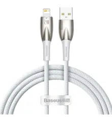 USB кабель Baseus Glimmer Series Fast Charging Data Cable USB to iP 2.4A 1m White CADH000202 mag-6932172617929145682