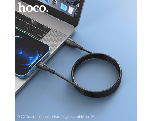 Кабель HOCO X72 Creator silicone charging data cable for Lightning 2,4A/1m. Black mag-6931474761750139629