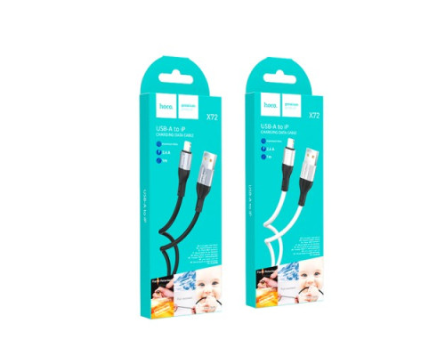 Кабель HOCO X72 Creator silicone charging data cable for Lightning 2,4A/1m. Black mag-6931474761750139629