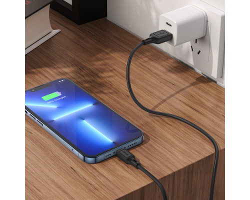 Кабель HOCO X90 Cool silicone charging data cable for Lightning/2,4A/1m. Black mag-6931474788405139101