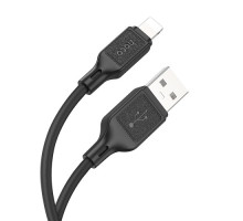 Кабель HOCO X90 Cool silicone charging data cable for Lightning/2,4A/1m. Black mag-6931474788405139101
