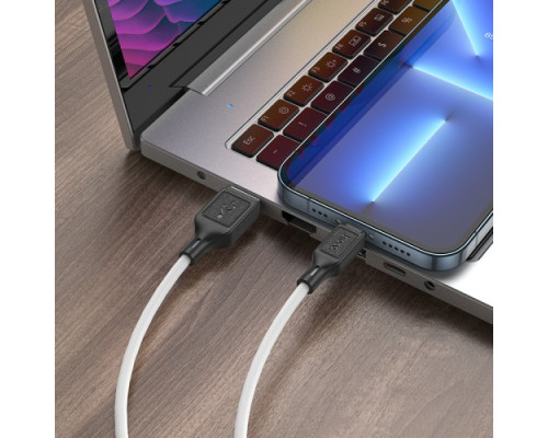 Кабель HOCO X90 Cool silicone charging data cable for Lightning/2,4A/1m. White mag-6931474788412138111