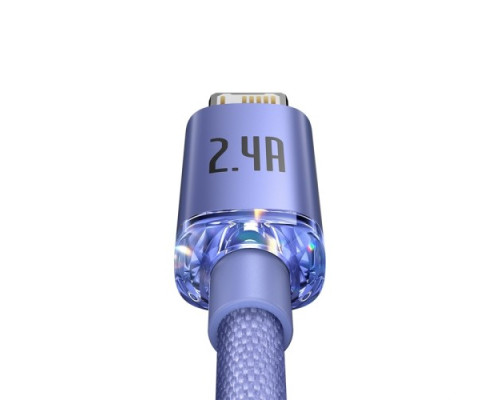 USB кабель Baseus Crystal Shine Series Fast Charging Data Cable USB to iP 2.4A 2m Purple CAJY000105 mag-6932172602734135424