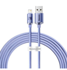 USB кабель Baseus Crystal Shine Series Fast Charging Data Cable USB to iP 2.4A 2m Purple CAJY000105 mag-6932172602734135424