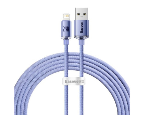 USB кабель Baseus Crystal Shine Series Fast Charging Data Cable USB to iP 2.4A 2m Purple CAJY000105 mag-6932172602734135424