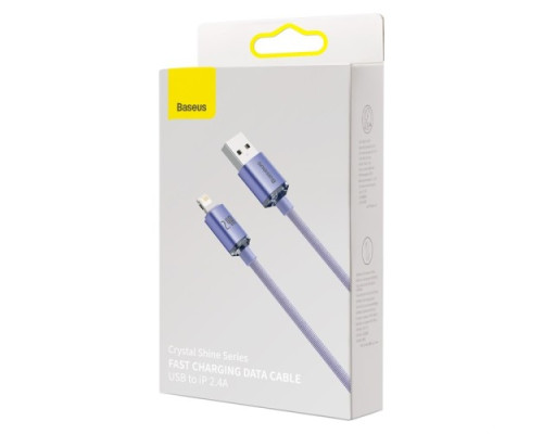USB кабель Baseus Crystal Shine Series Fast Charging Data Cable USB to iP 2.4A 2m Purple CAJY000105 mag-6932172602734135424