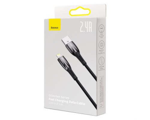 USB кабель Baseus Glimmer Series Fast Charging Data Cable USB to iP 2.4A 2m Black CADH000301 mag-6932172617936132561