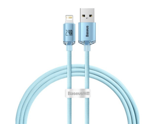 USB кабель Baseus Crystal Shine Series Fast Charging USB to iP 2.4A 1.2m Sky Blue CAJY001103 дефект mag-2000001595909136360