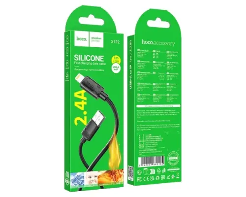Кабель HOCO X122 Benefit silicone charging data cable iP 2.4/1m Black mag-6942007662185154065