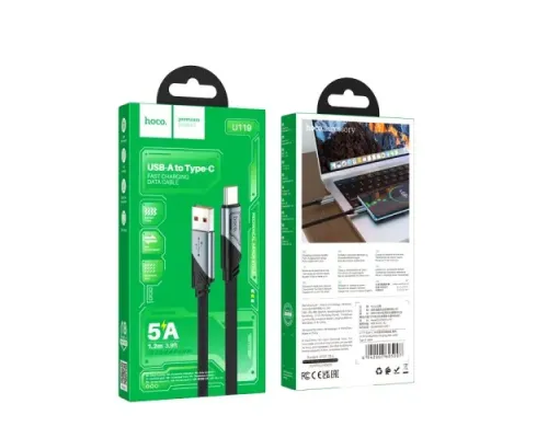 Кабель HOCO U119 Machine charging data cable Type-C 5A/1.2m Black mag-6942007605007144011