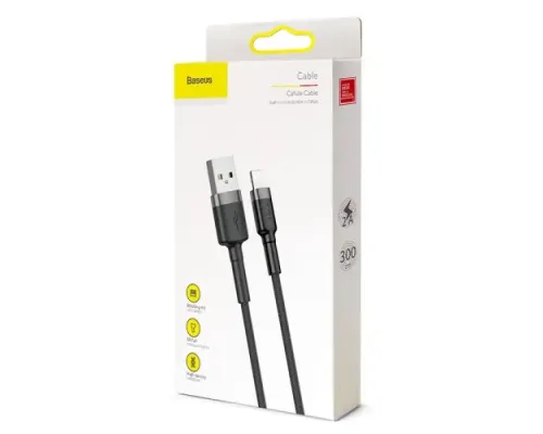 USB кабель Baseus Cafule for Ligthning 2A/3m Black-grey CALKLF-RG1 mag-6953156296305147126