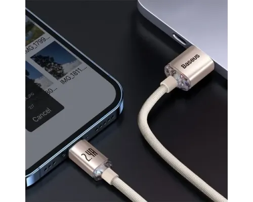 USB кабель Baseus Crystal Shine Series Fast Charging Data USB to iP 2.4A 1.2m Pink CAJY001104 mag-6932172614430144954