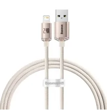 USB кабель Baseus Crystal Shine Series Fast Charging Data USB to iP 2.4A 1.2m Pink CAJY001104 mag-6932172614430144954