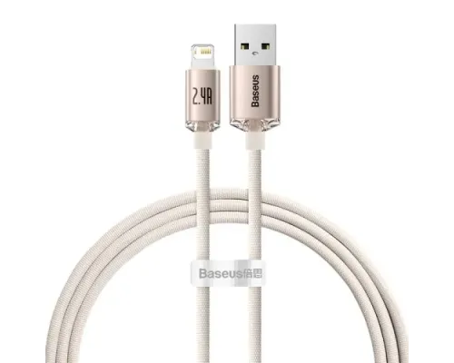 USB кабель Baseus Crystal Shine Series Fast Charging Data USB to iP 2.4A 1.2m Pink CAJY001104 mag-6932172614430144954